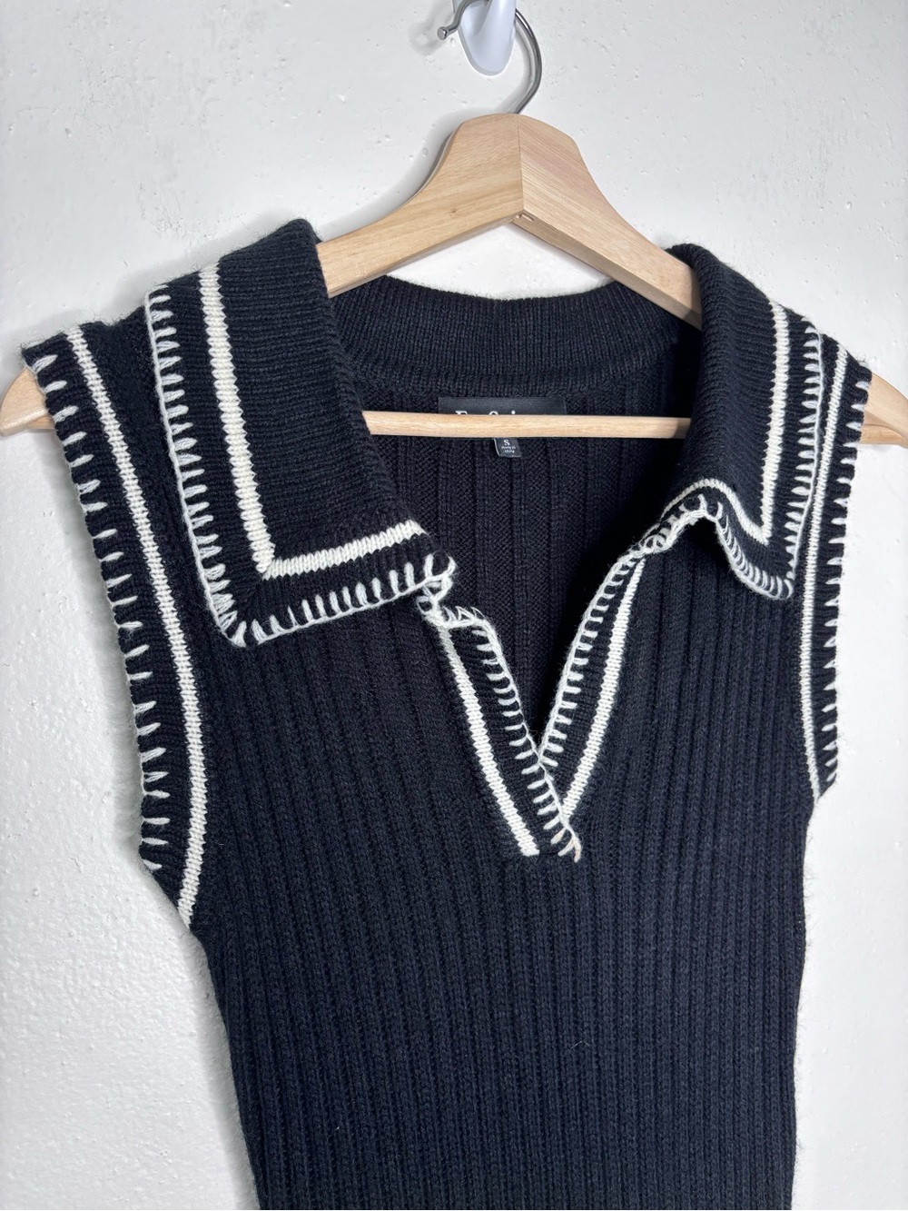 En Saison Granger Sleeveless Collared Black Knit Midi Dress Size S EUC - Picture 7 of 14